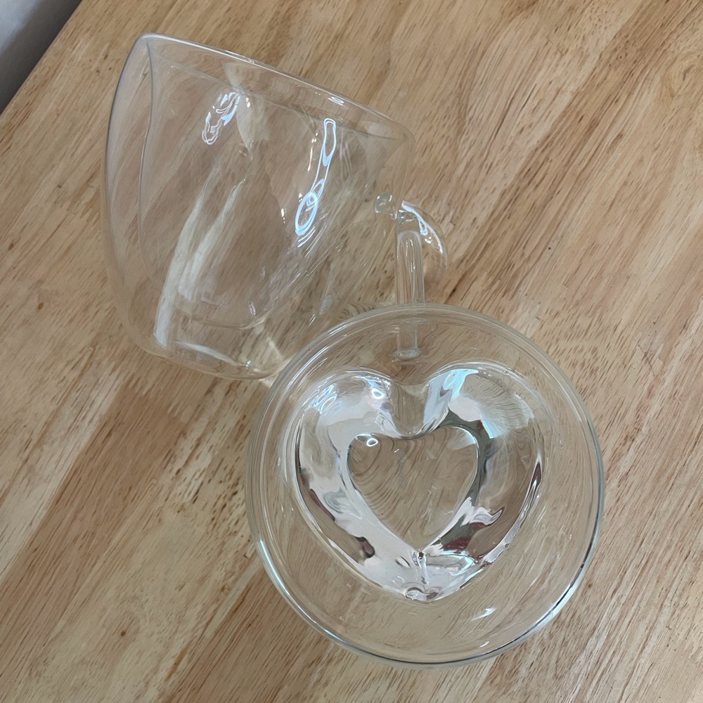 Pair of Glass Heart-Shaped Mugs